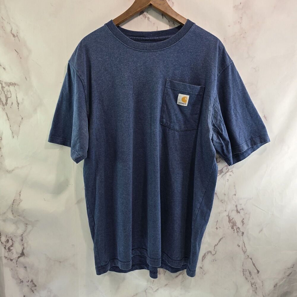 Carhartt T Shirt Men Large Blue Pocket Original Tee Short Sleeve Crew Mid Weight